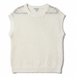 STANDARD SURPLUS Ivory Crochet Knit Sleeveless Vest Sweater Top XL